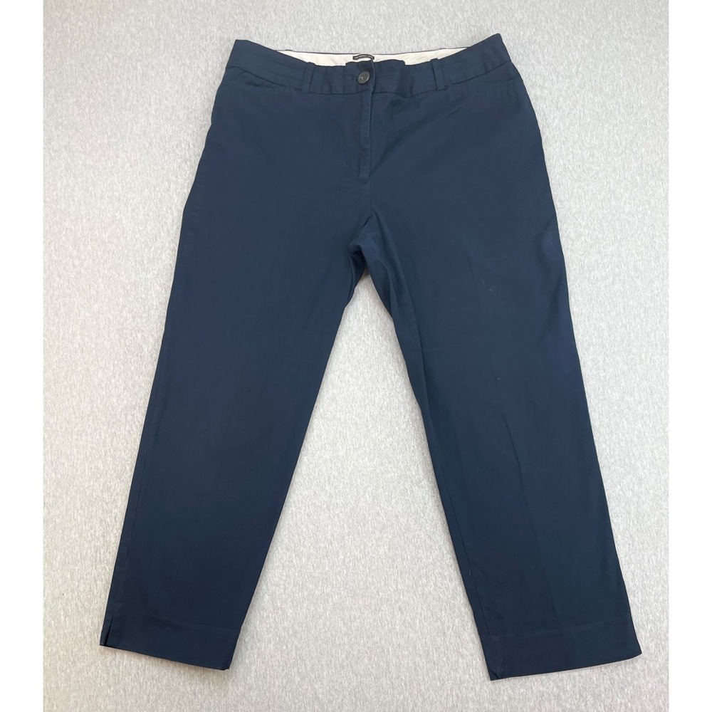 Talbots Pants Womens 10 Navy Blue Cotton Blend High-Rise The Perfect Crop